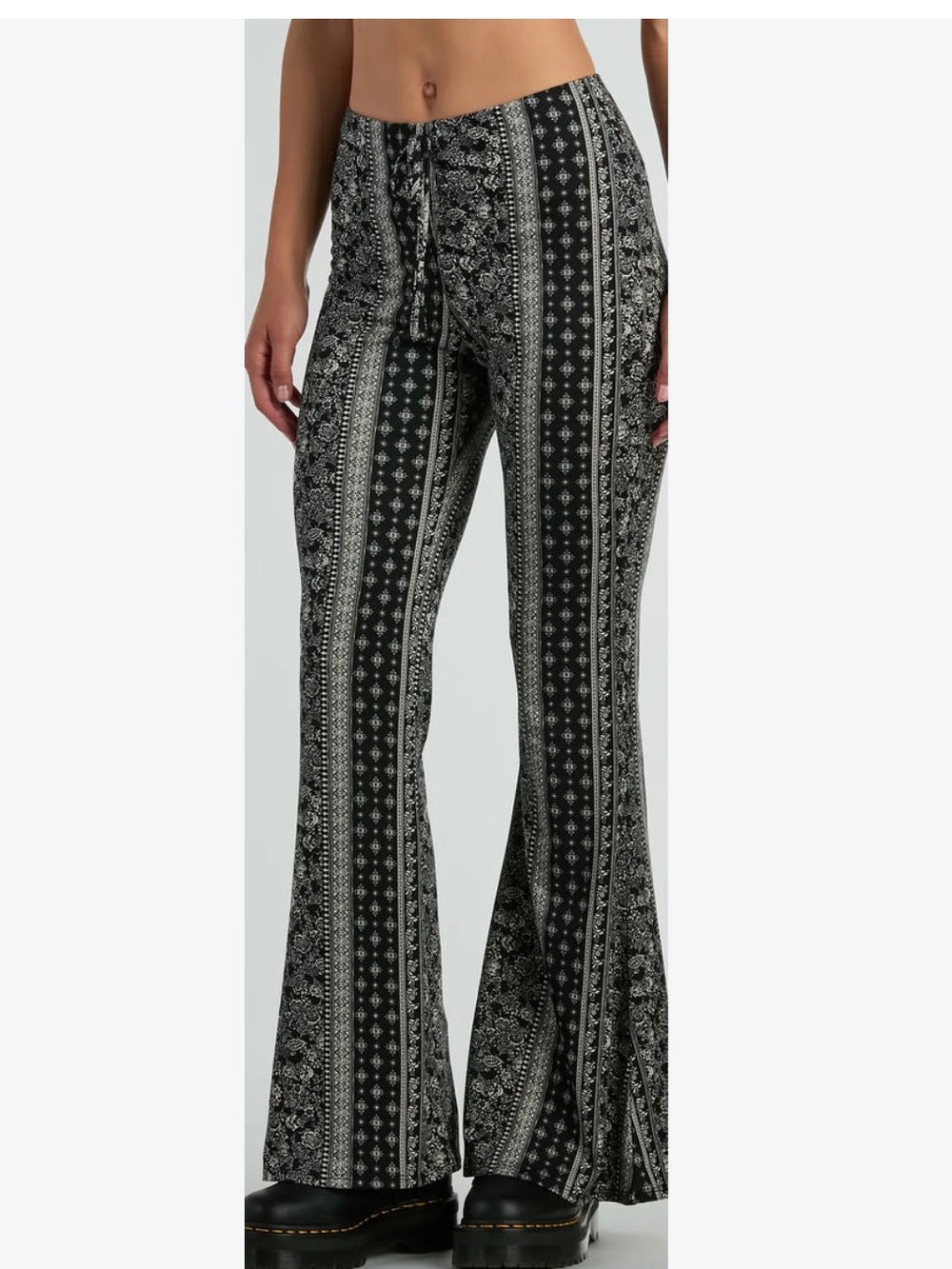 Fashion Nova Black & White Patterned Flare Pants